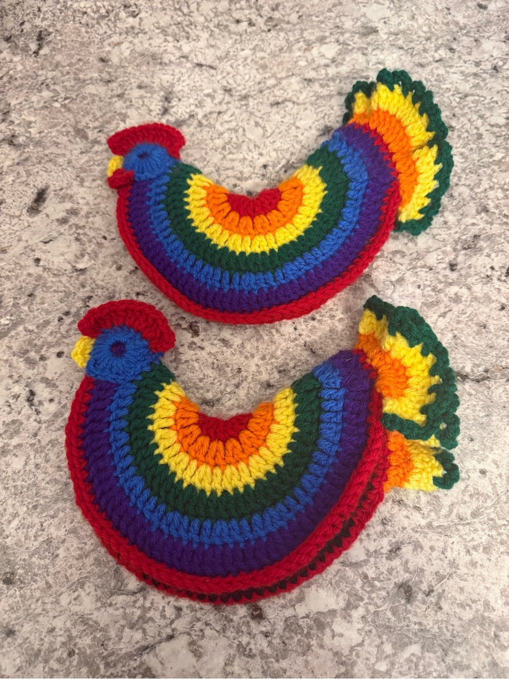 Handmade Rainbow Crochet Pot Holders - Colorful Kitchen Accent (2)